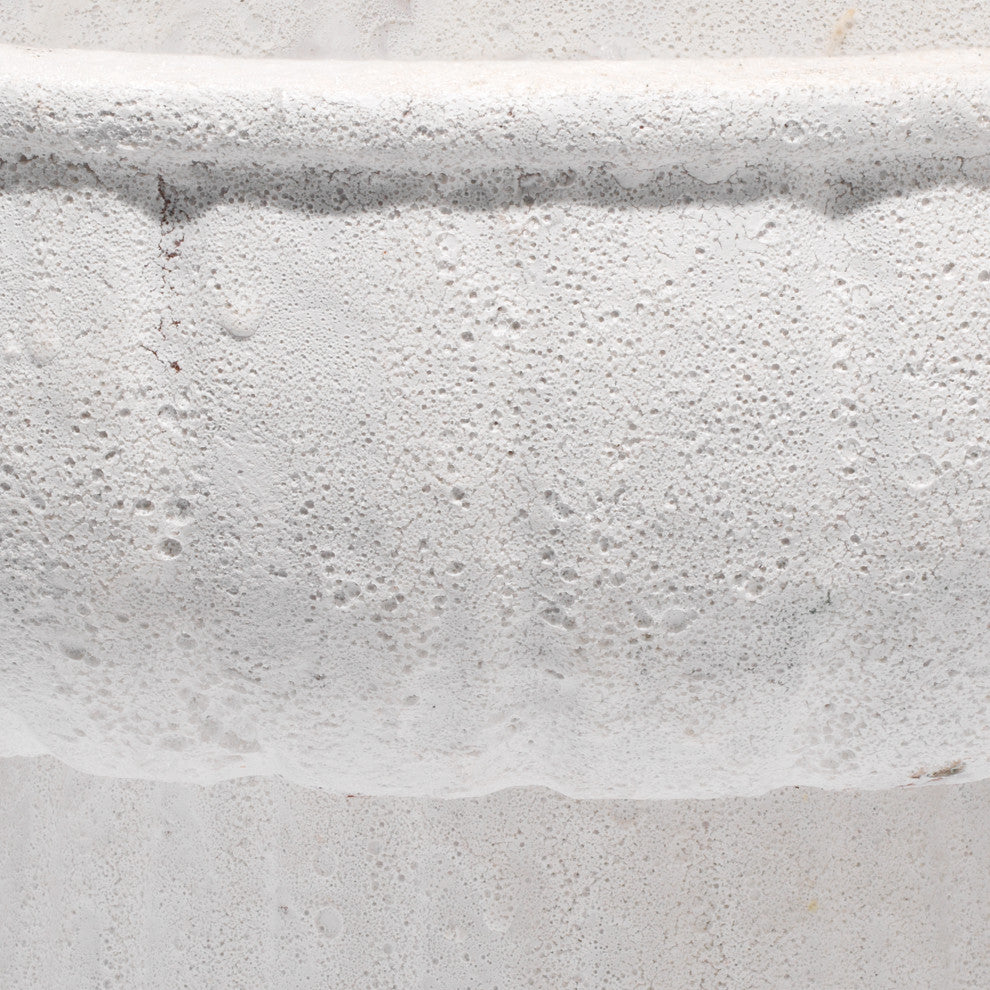 Aegean Pedestal Bowl, Rough Matte White Ceramic, Large