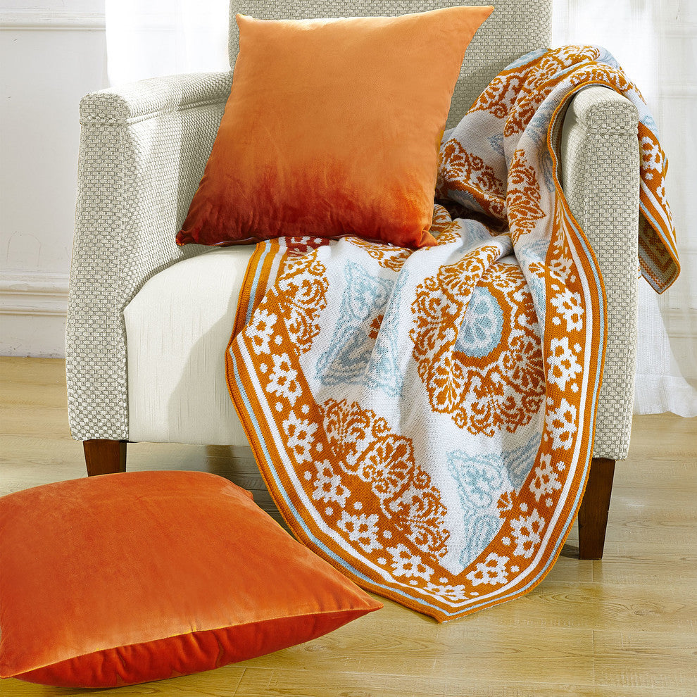 Delia Knitted Throw and Matching Pillow Shell Combo 3-Piece Set, Delia