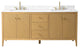 Vanity Art Freestanding Vanity, Natural Oak, 72", Double Sink, Golden Brushed