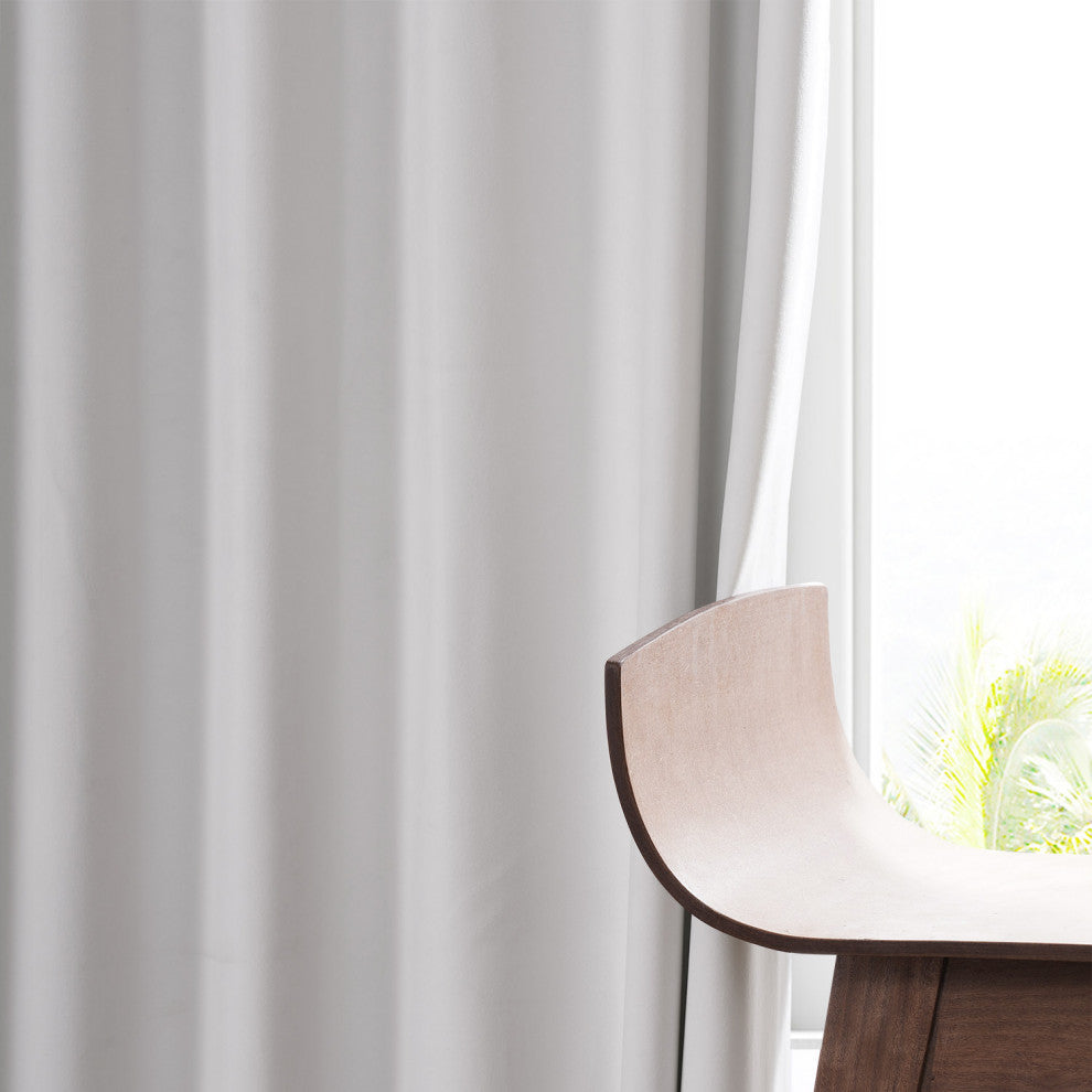 Signature Plush Velvet Blackout Curtain Single Panel, Misty White, 50"w X 84"l