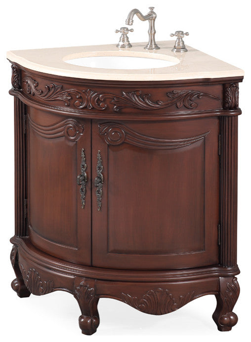 24" Classic-Style Bayview Corner Bathroom Sink Vanity, BC-030M