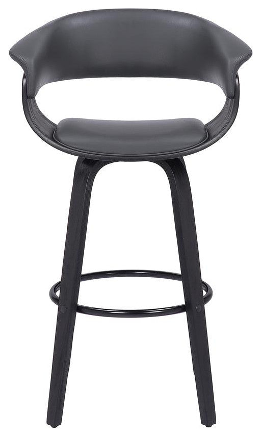 Julyssa 26" Counter Height Swivel Gray Faux Leather and Black Wood Bar Stool