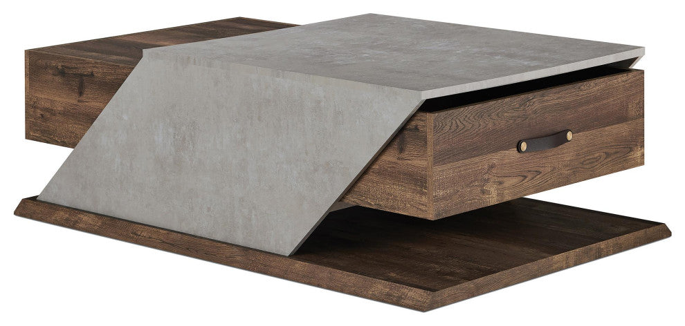 Furniture of America Menster Modern Wood Storage Coffee Table in Reclaimed Oak