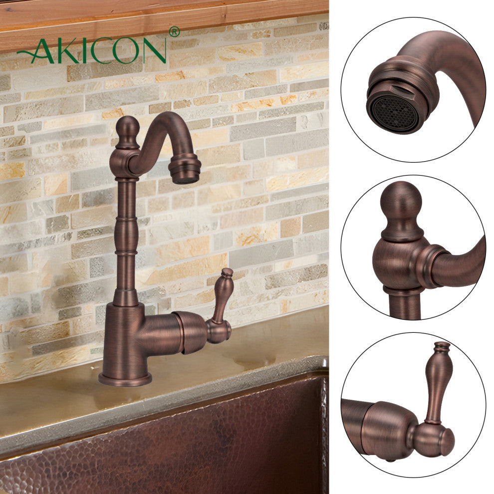 One-Handle Copper Widespread Kitchen Bar Faucet, American Bronze