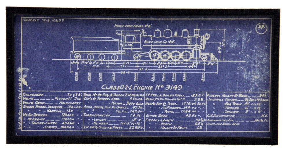 Light Blue Train Blueprint Engine No. 3149