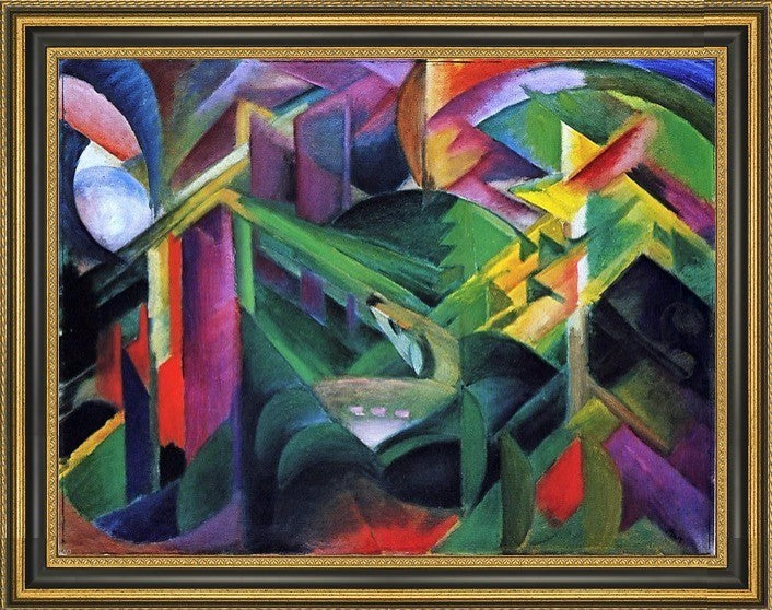 Franz Marc Deer in a Monastery Garden - 21" x 28" Framed Premium Canvas Print