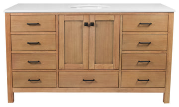 Horizon 60" Single Bathroom Vanity Top, Blonde, Engineered White