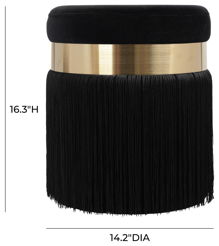 Melody Black Tasseled Ottoman