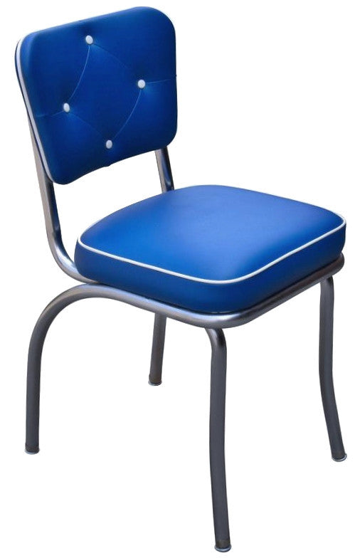 Retro Home Upholstered Tufted Back Dining Chair, Royal Blue, Box Seat