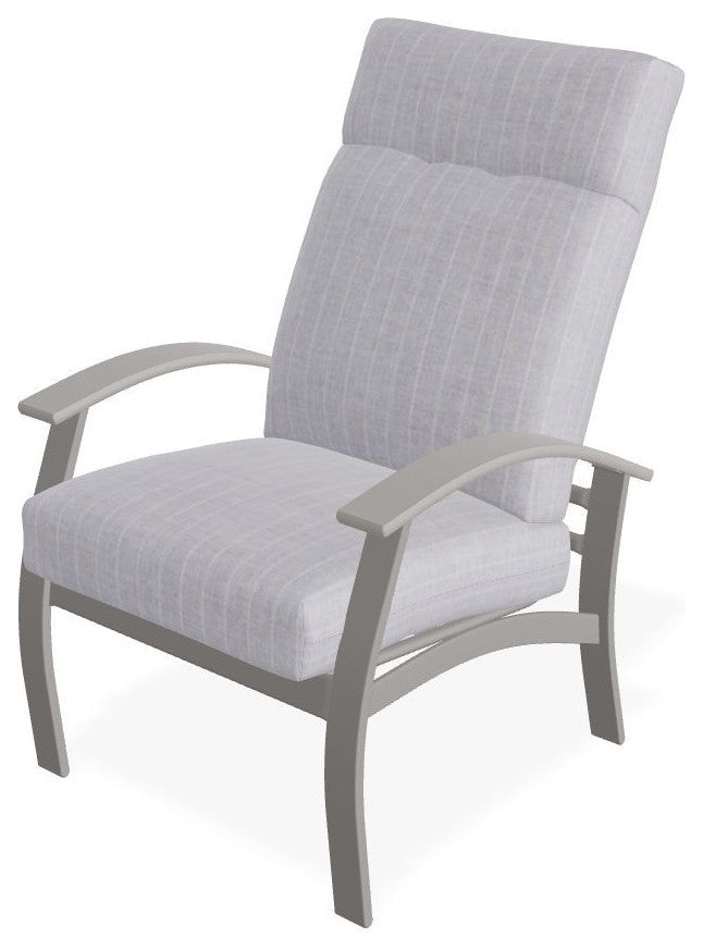 Belle Isle Cushion Outdoor Armchair, Ticking Fog/Warm Gray