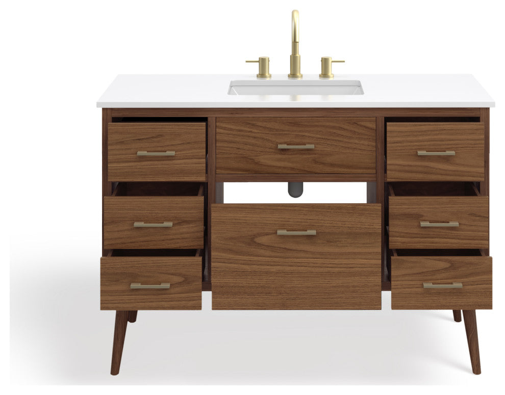 The Richmond Bathroom Vanity, Walnut, 48", Single Sink, Freestanding