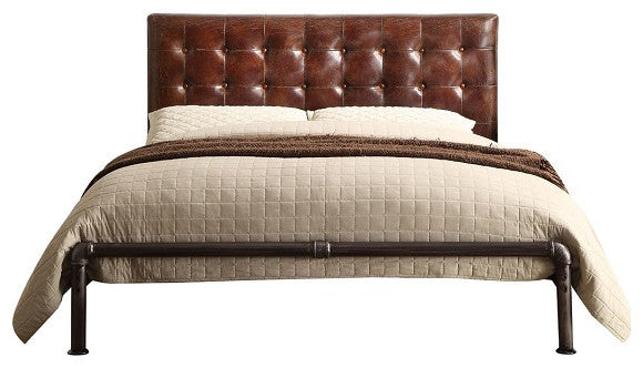 Malcolm Vintage Metal Upholstered Queen Size Bed