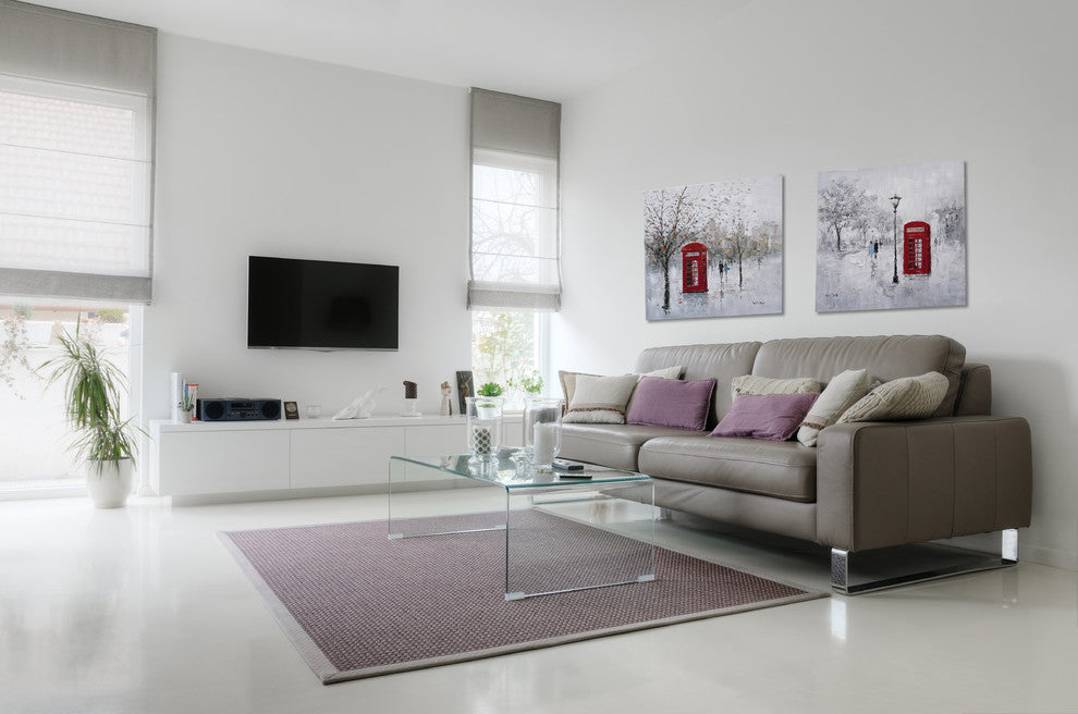 Autumn Memories: A Romantic Red Telephone Booth- Abstract oil Paintings