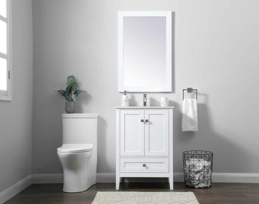 24" SIngle Bathroom Vanity, White