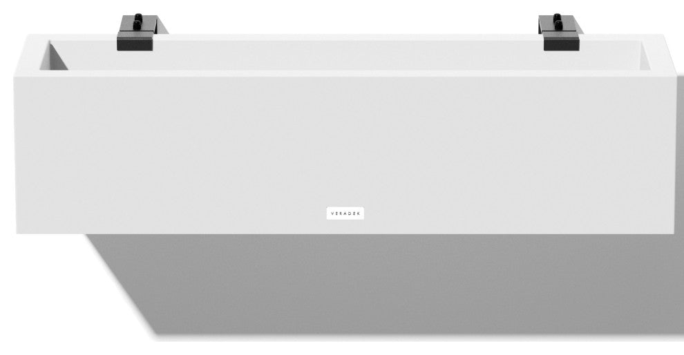 Block Series Trough 36" Planter With Bracket, White, 9"h X 9"w X 36"l, 1 Pack