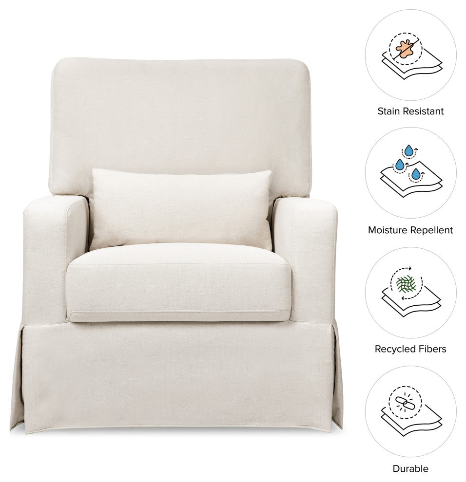 Crawford Pillowback Comfort Swivel Glider, Performance Cream Eco-Weave