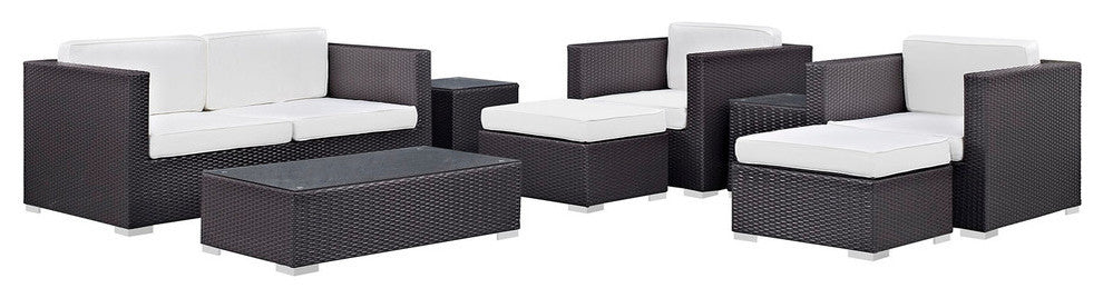 Modern Contemporary Outdoor Patio Rattan and Wicker 8-Piece SetSofa Set White
