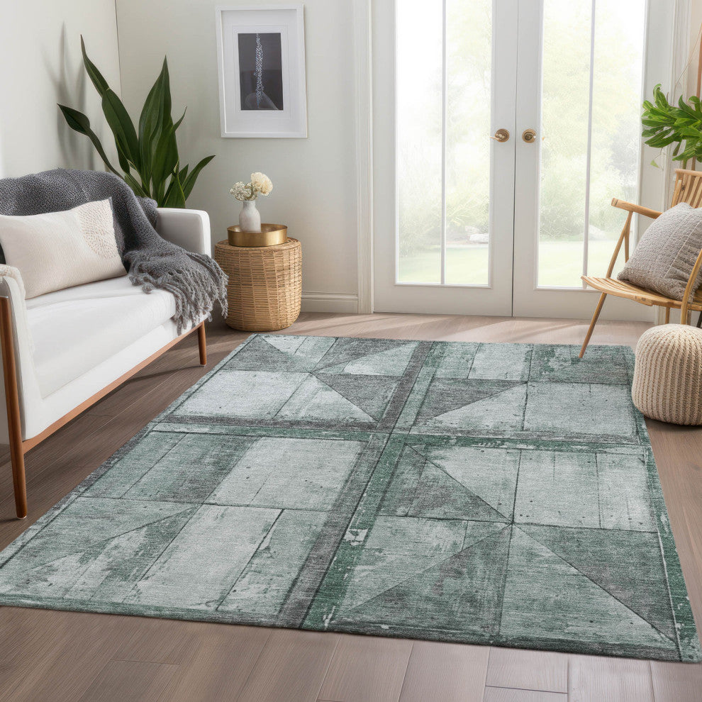 Machine Washable Indoor/Outdoor Chantille ACN1875 Sage 5' x 7'6" Rug