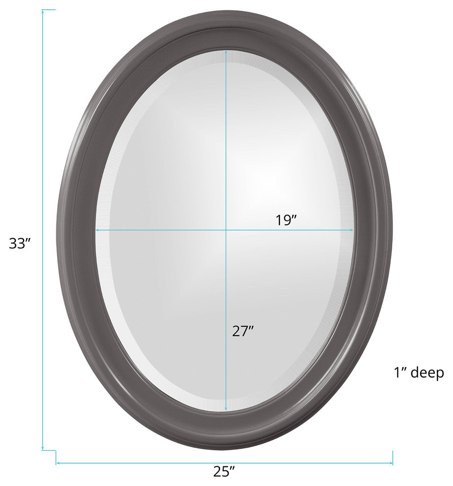 George Oval Mirror, Glossy Charcoal