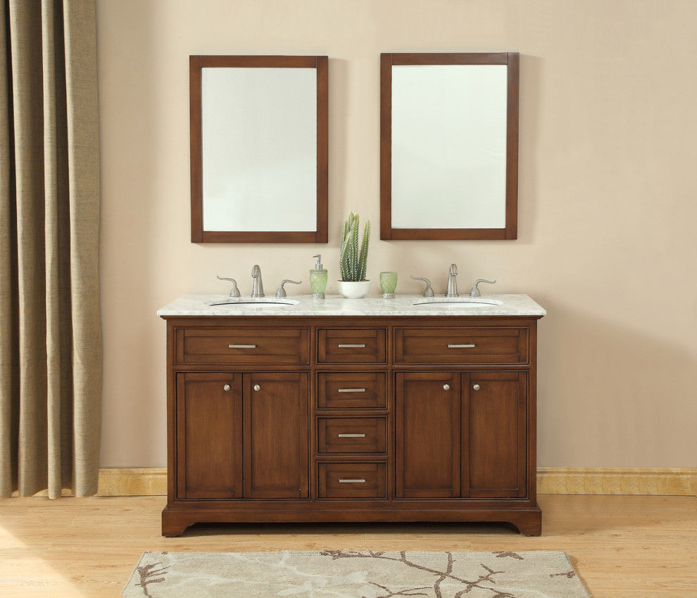 Home Living 60" Double Bathroom Vanity Set, Teak
