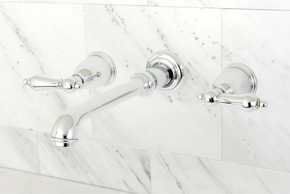 Kingston Brass Two-Handle Wall Mount Bathroom Faucet, Polished Chrome