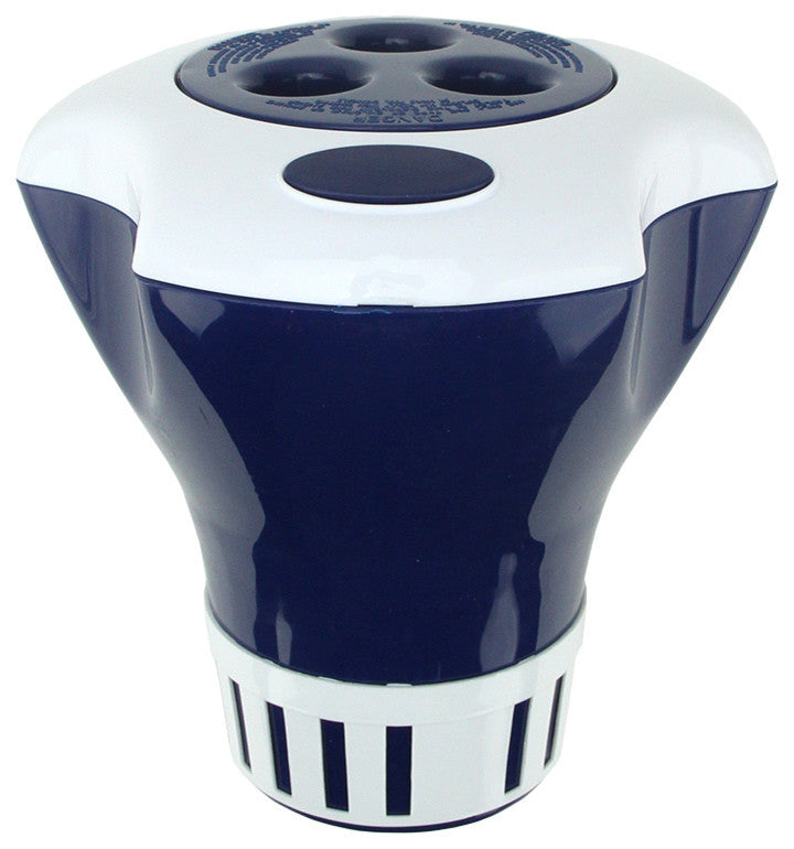 Floating Swimming Pool Chemical Dispenser, White/Blue