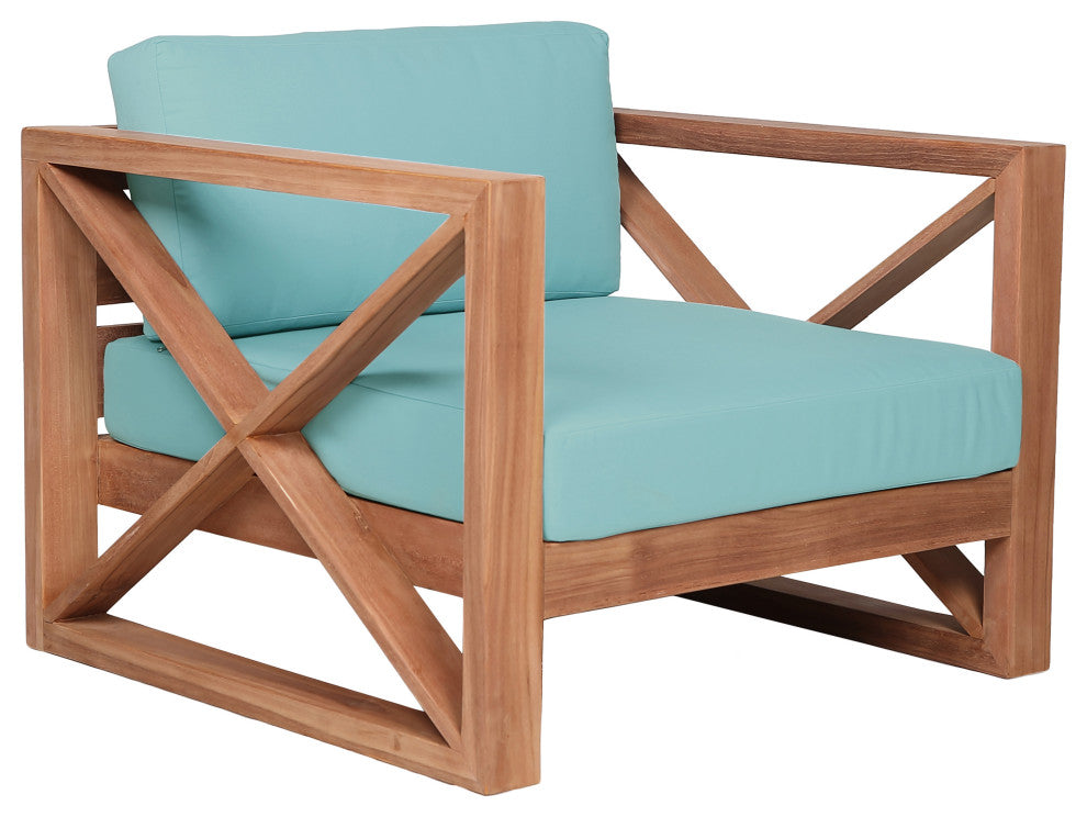 Anguilla Waterproof Fabric Upholstered Outdoor Chair, Blue