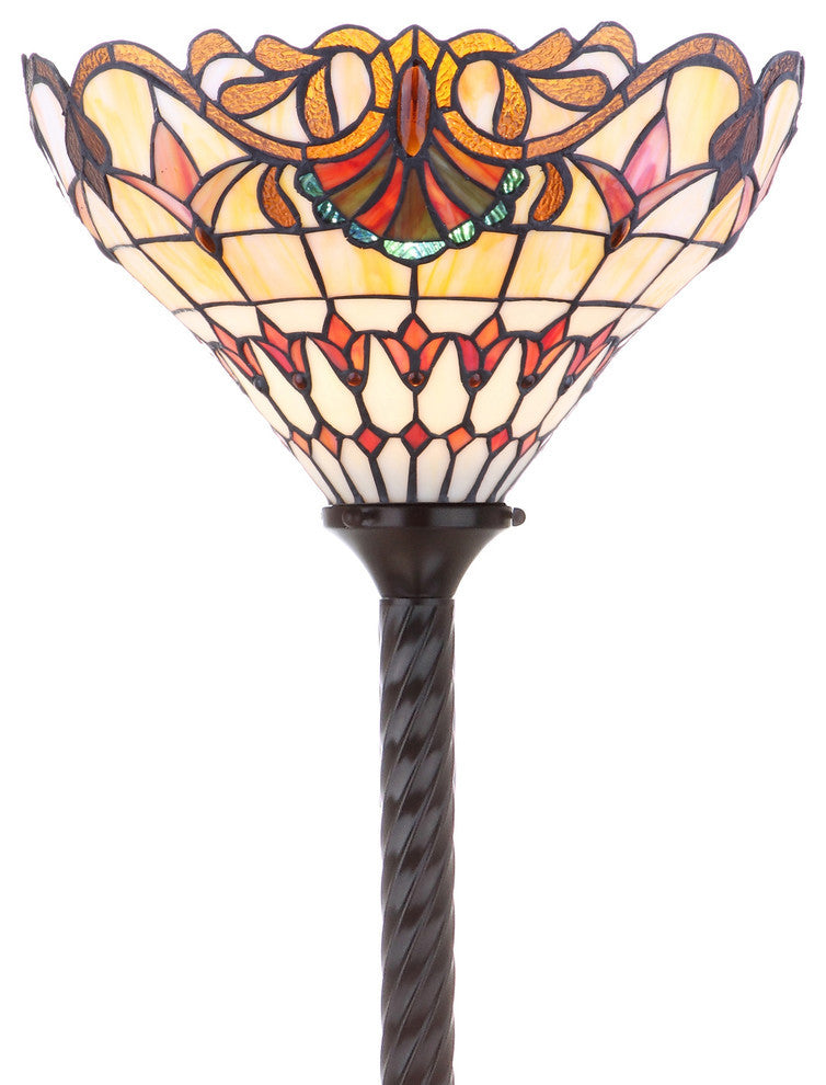 Davis Tiffany-Style 70" Torchiere Floor Lamp, Bronze