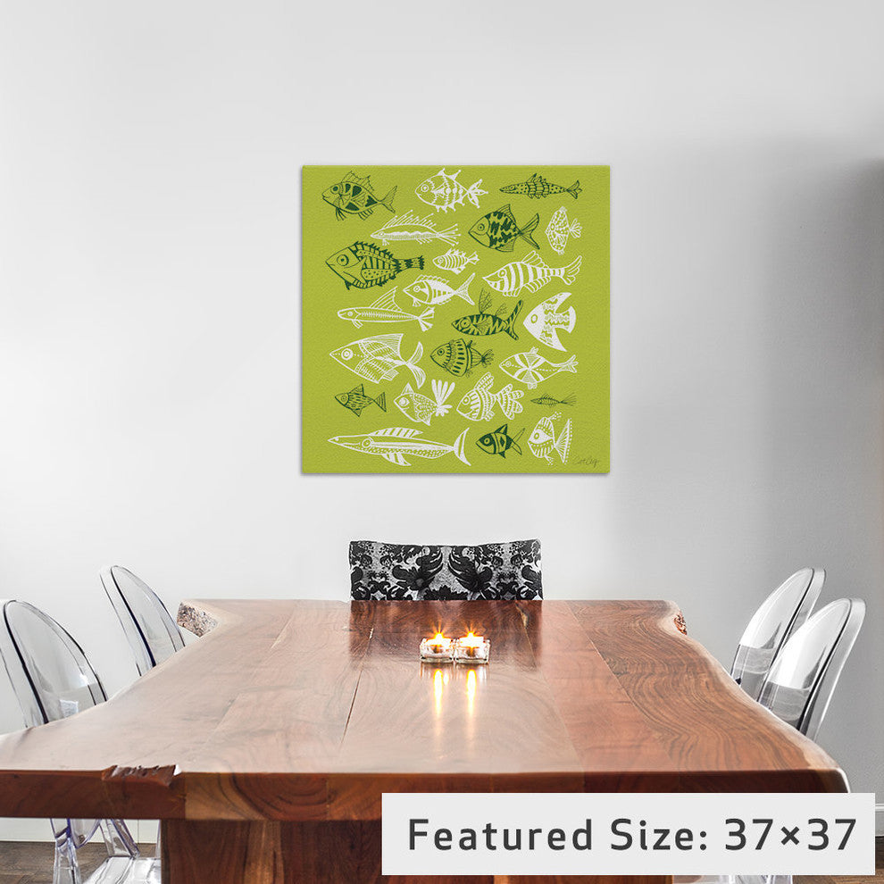 "Fish Inkings Lime Artprint" by Cat Coquillette, 12x12x1.5