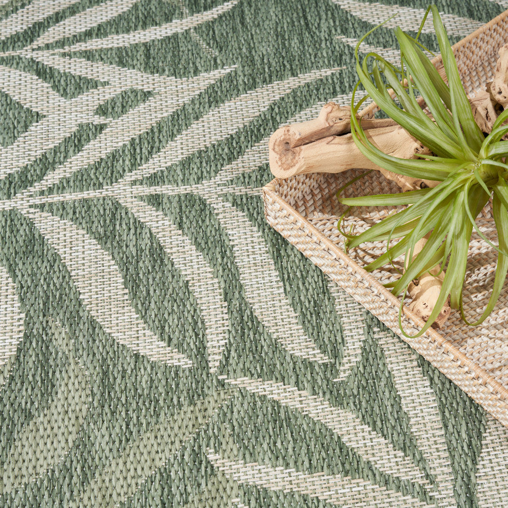 Nourison Garden Oasis 10' x 14' Green Ivory Tropical Rug