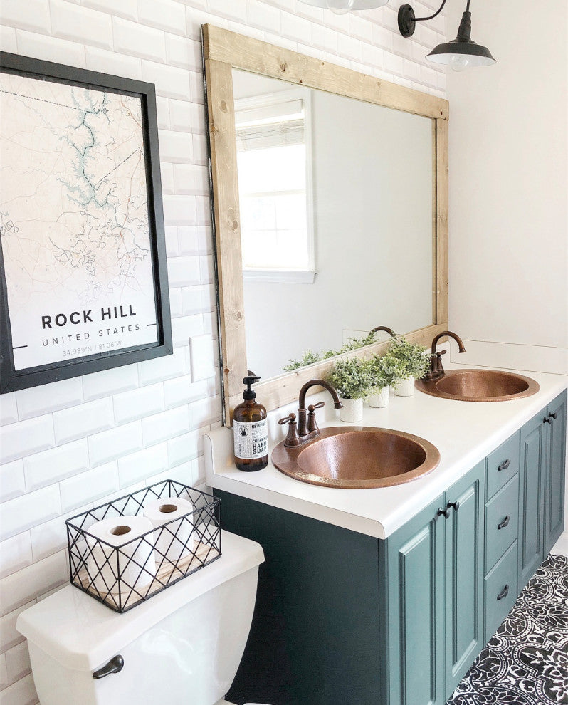 Bell 19" Drop-In Bathroom Sink in Copper