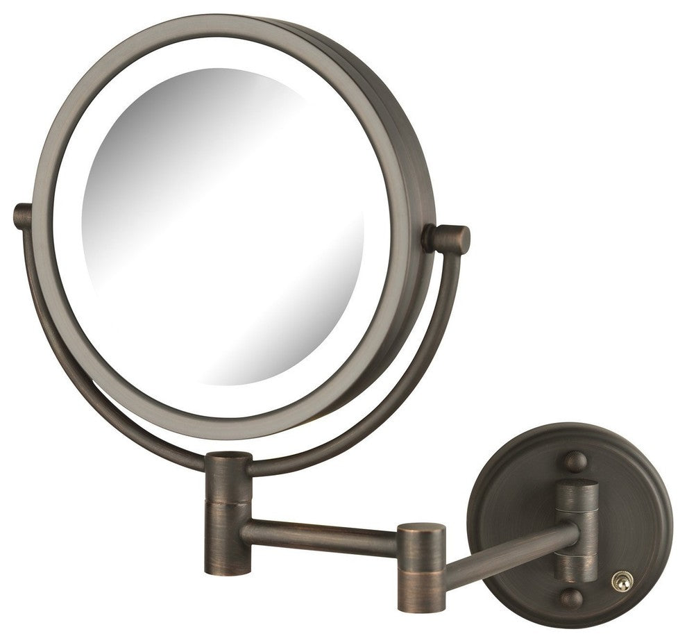 Jerdon 8.5" LED Lighted Wall Mirror with 8X-1X Mag, Bronze
