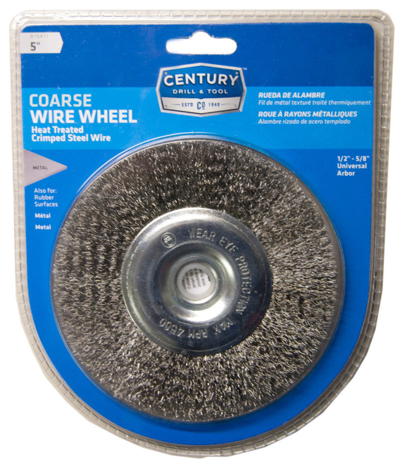 Wire Wheel Bench Grinder, Crimped Coarse, 5"