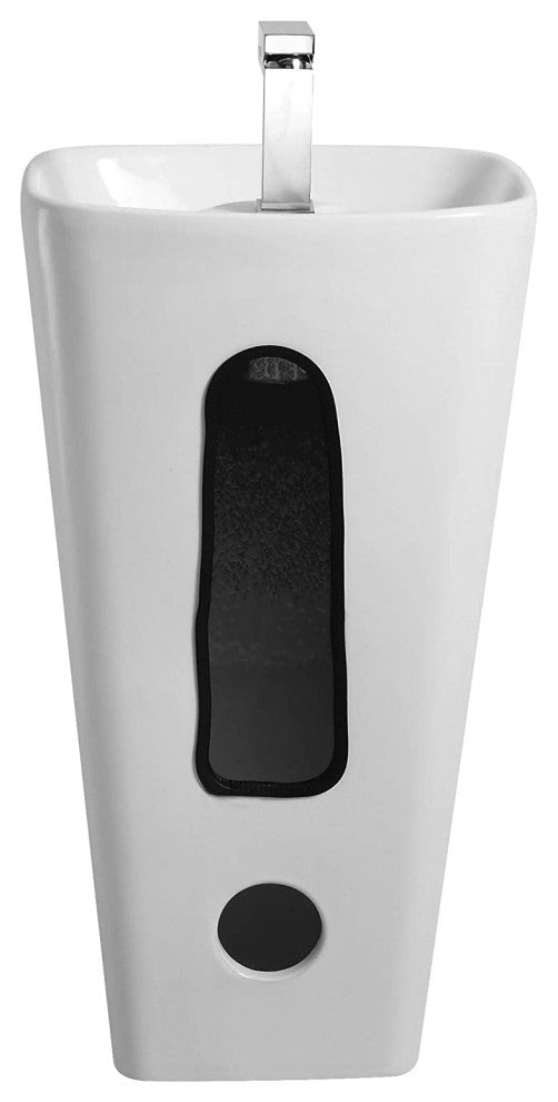 Elegant One-Piece Plainfield Pedestal Sink, Vitreous China, White