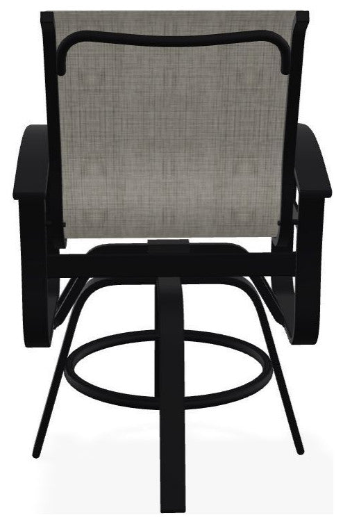 Belle Isle Sling Balcony Height Outdoor Swivel Chair, Smoke/Black