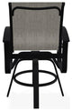 Belle Isle Sling Balcony Height Outdoor Swivel Chair, Smoke/Black