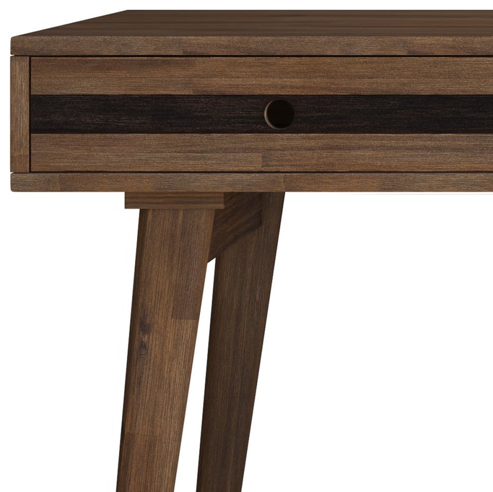 Clarkson Solid Acacia Wood Desk, Rustic Natural Aged Brown