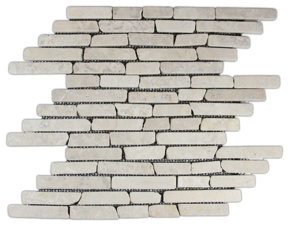 Cream pencil stone mosaic tile, natural gray, 1 sheet for bath