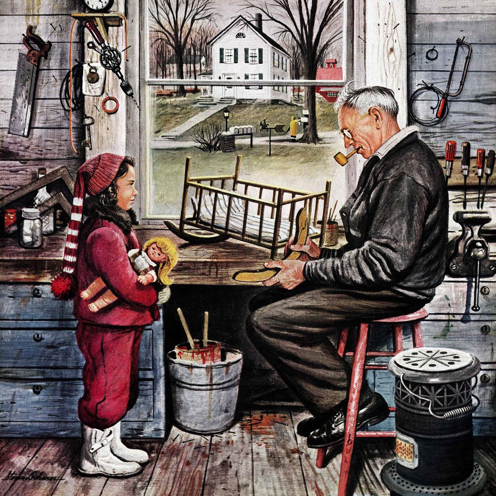 "Grandpa's Workshop" Painting Print on Canvas by Stevan Dohanos