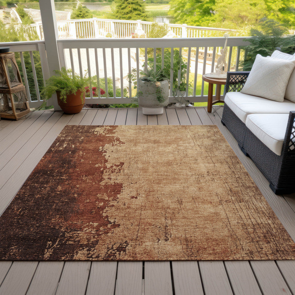 Machine Washable Indoor/Outdoor Chantille ACN1912 Tan 8' x 10' Rug