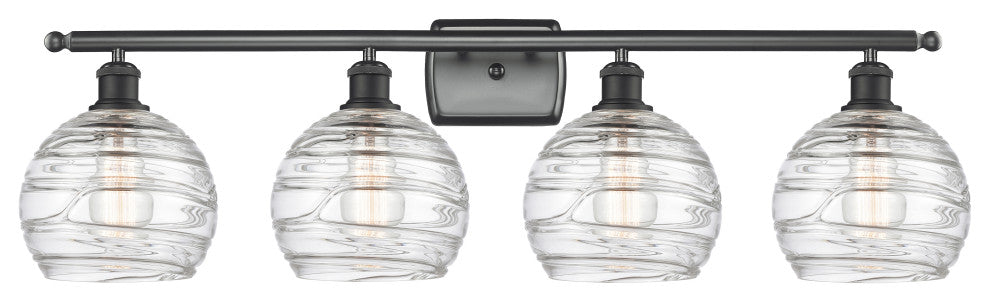 Deco Swirl 3-Light Bath Vanity-Light, Matte Black, Clear