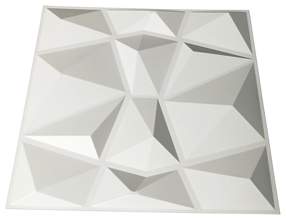 19.7"x19.7" Textures 3D Decorative Wall Panels Diamond Design, Set of 12, White