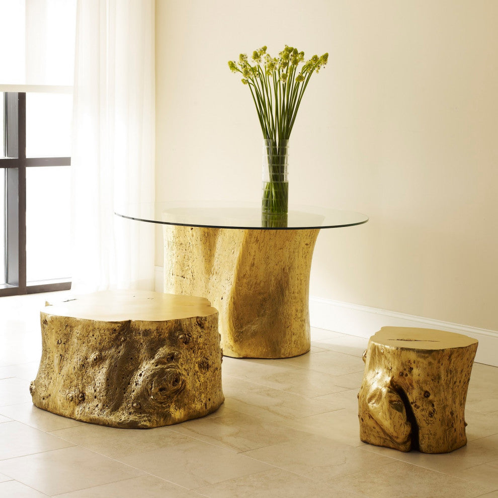 Log Stool, Silver Leaf, Gold, Small