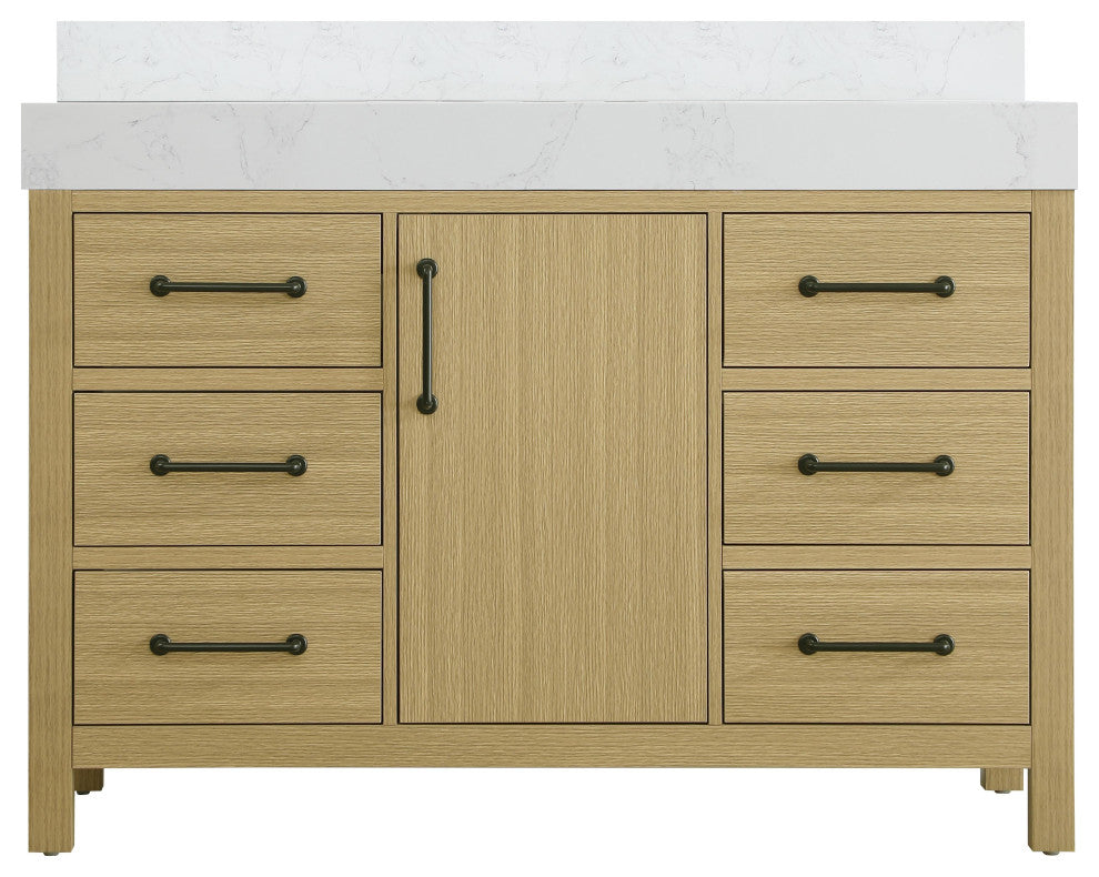 Home Living 48" Single Bathroom Vanity, Honey Brown With Backsplash