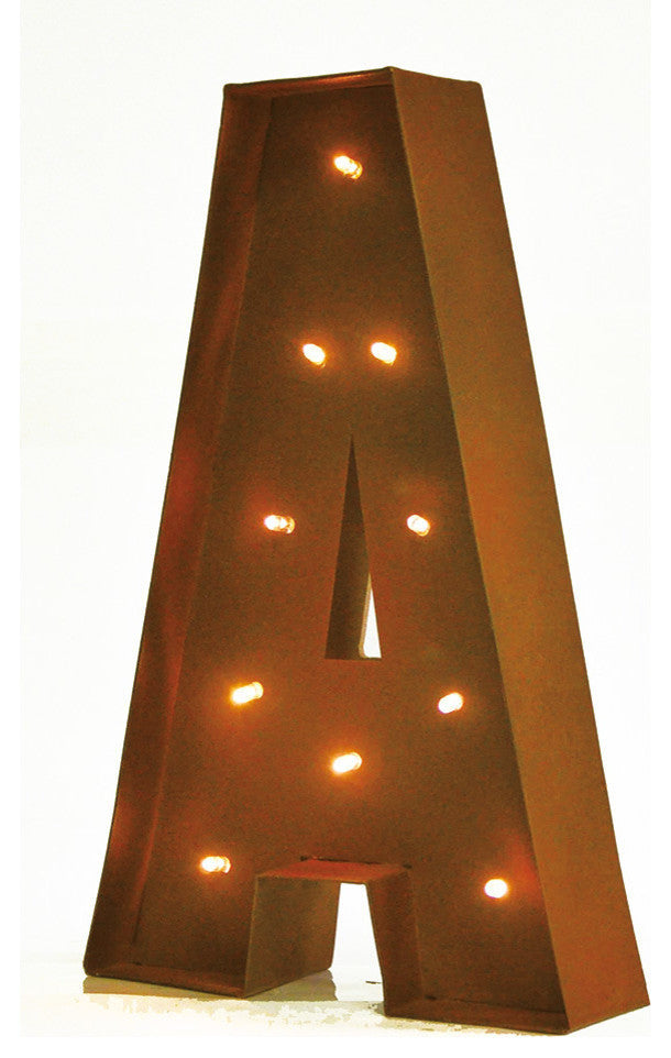 Rustic Vintage 11" Decorative LED Light Glow Letters - Rust Patina Aged Look Gl