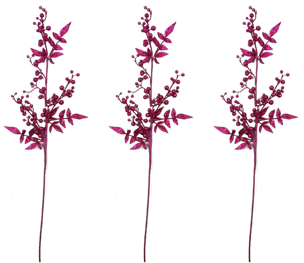3 Pieces 40" Glitter Berry Christmas Spray, Velvet