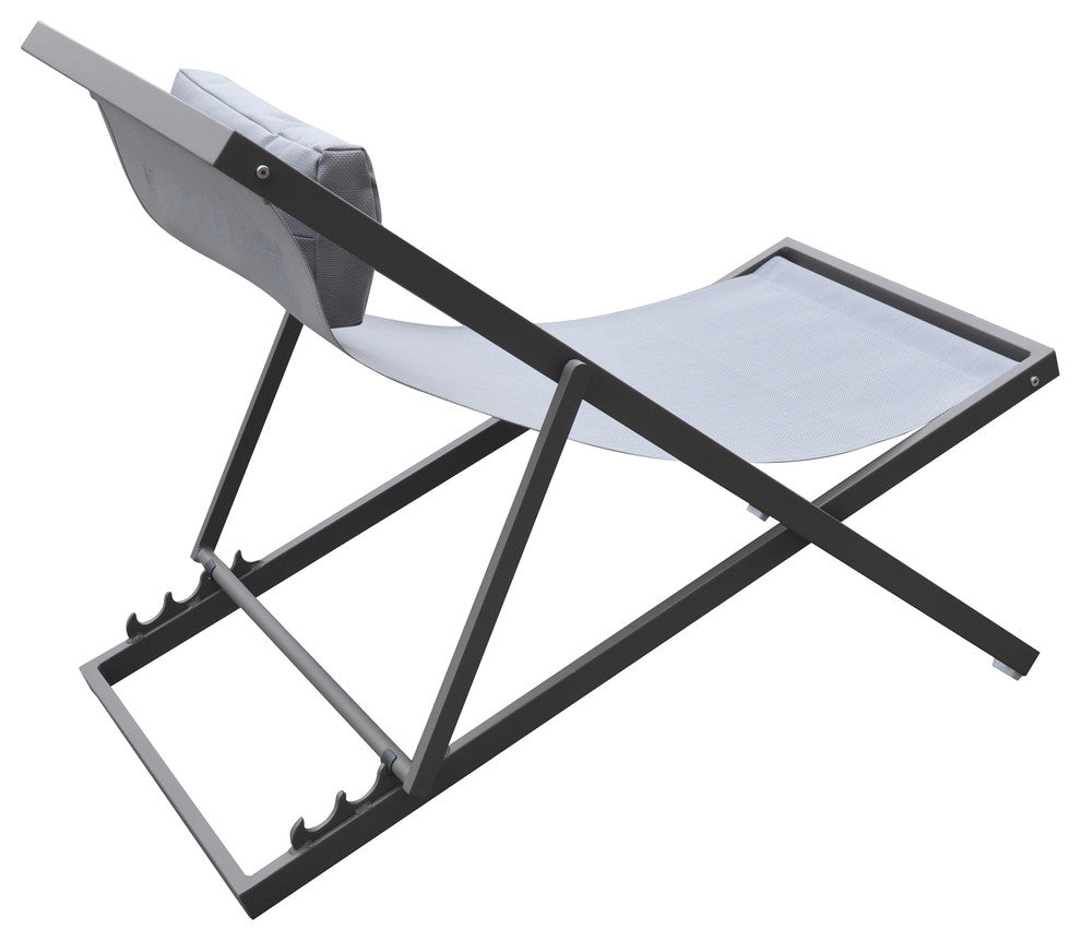 Wave Outdoor Patio Aluminum Deck Chair, Gray Powder Coated