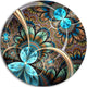 Light Blue Fractal Flower, Digital Art Floral Round Wall Art, 11"