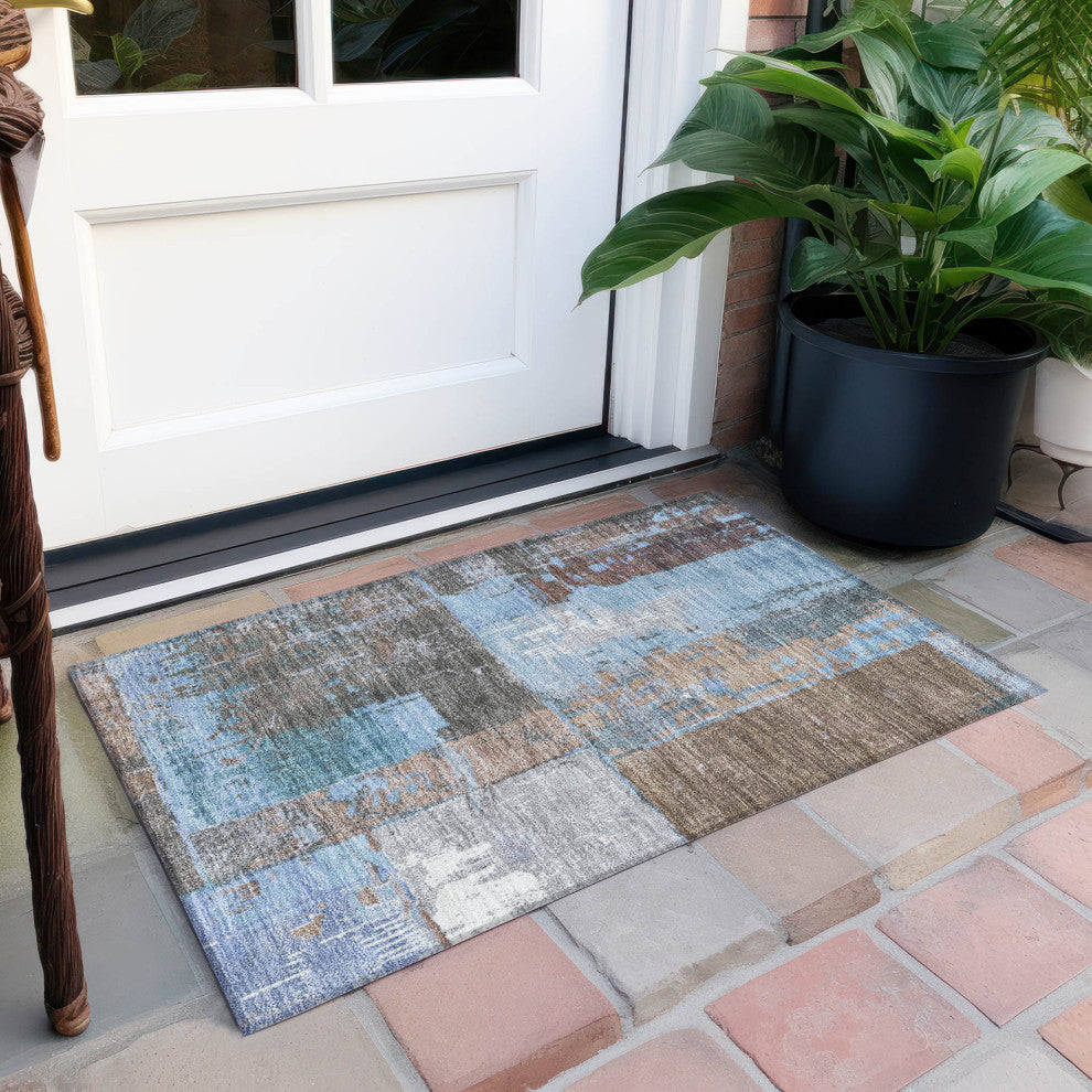 Machine Washable Indoor/Outdoor Chantille ACN1866 Taupe 1'8" x 2'6" Rug