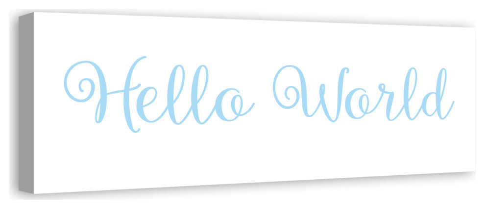 Hello World 12"x36" Canvas Wall Art, Blue